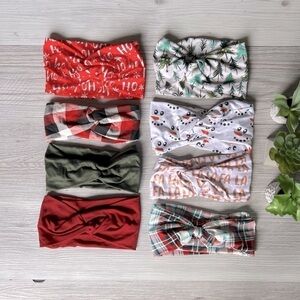 HOLIDAY headbands 8 prints and solids EUC